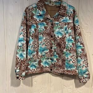 Laura Ashley Cotton Leopard Beading Jacket Large